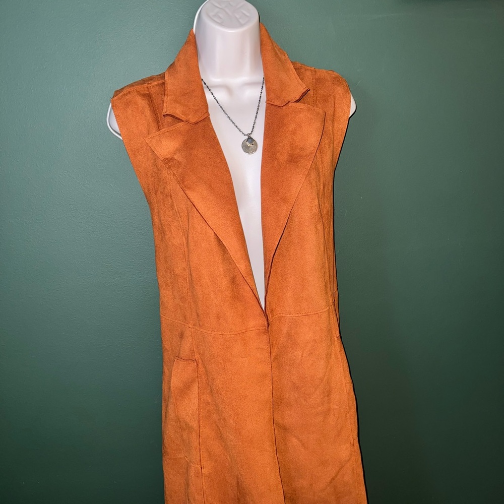 Joan Vass Sleeveless Orange Vest - Picture 2 of 3